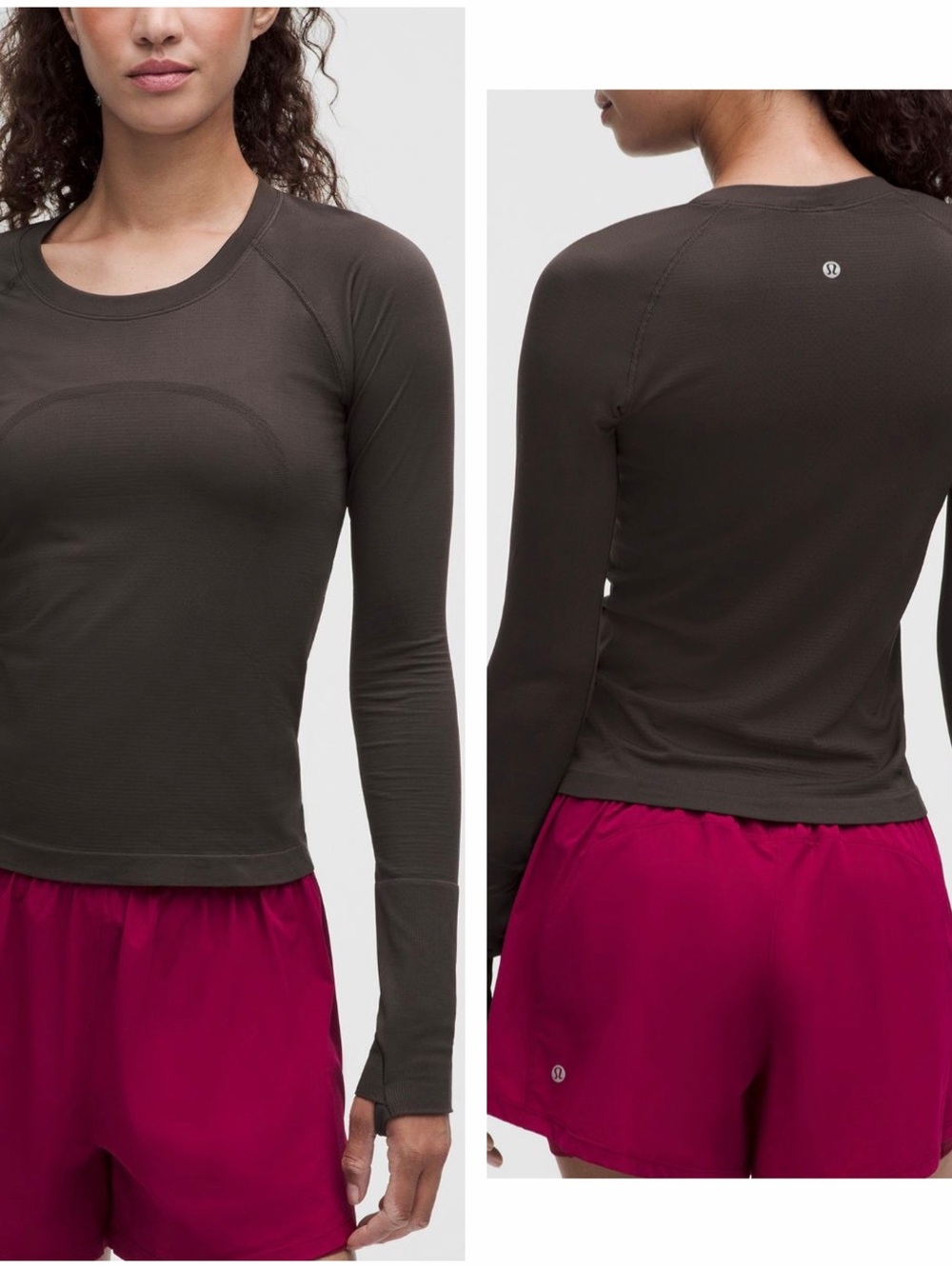 lululemon athletica Long Sleeve Crew Top - Dark Brown